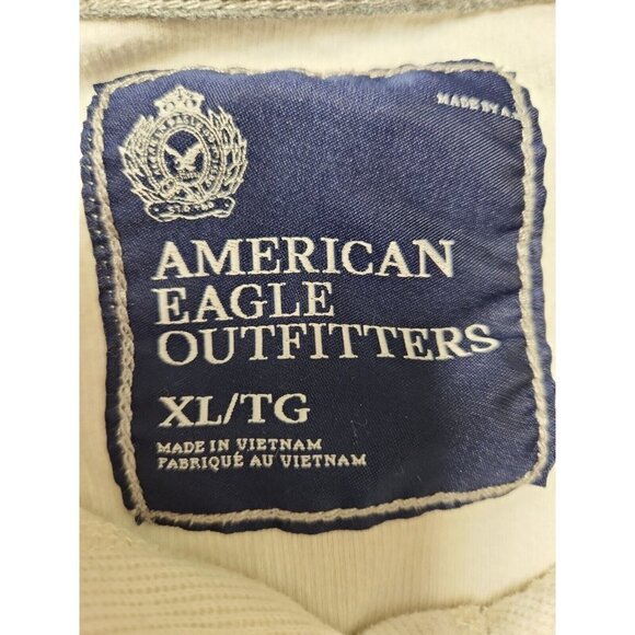 AMERICAN EAGLE men's white 3 button mock sweater pullover with logo XL - Picture 7 of 8